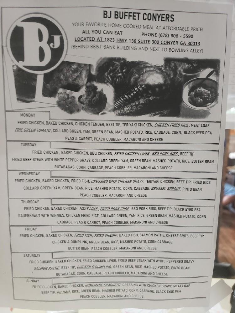 BJ Buffet Conyers Menu image 4